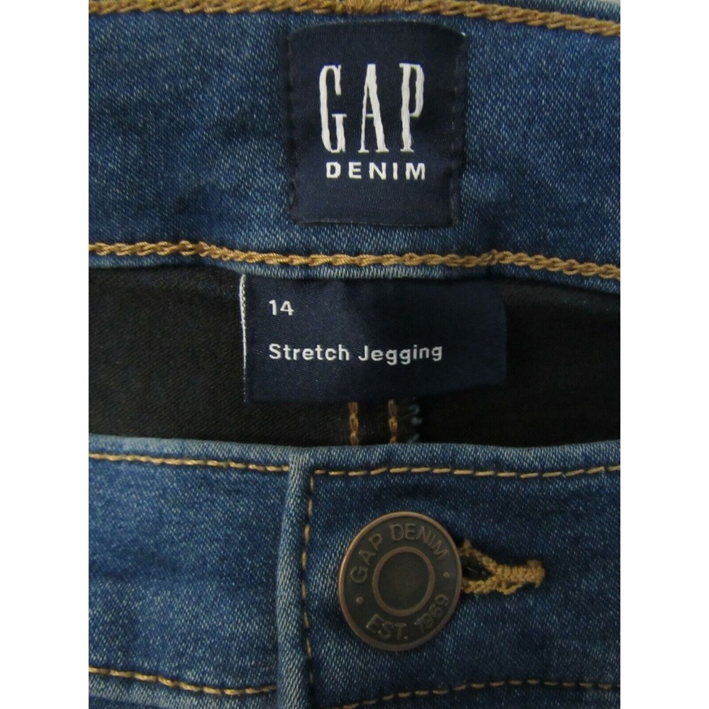 Gap Girls Jeans Size 14 Blue Jegging Mid Blasted Adjustable Waisted Denim - Picture 3 of 4